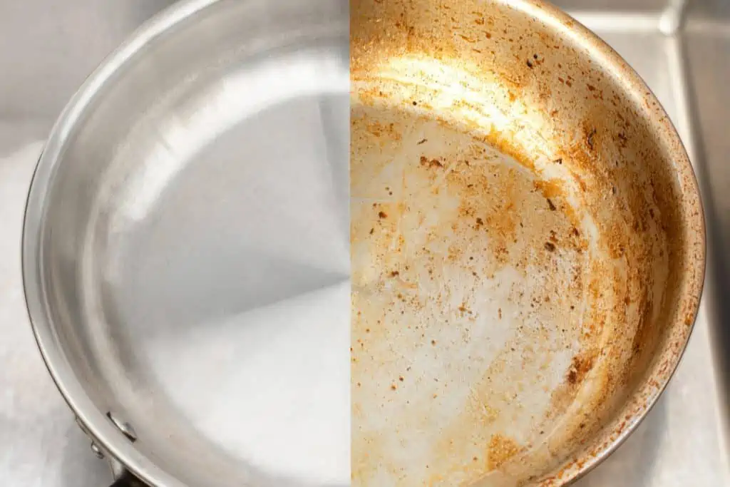 burn pan vs a clean pan