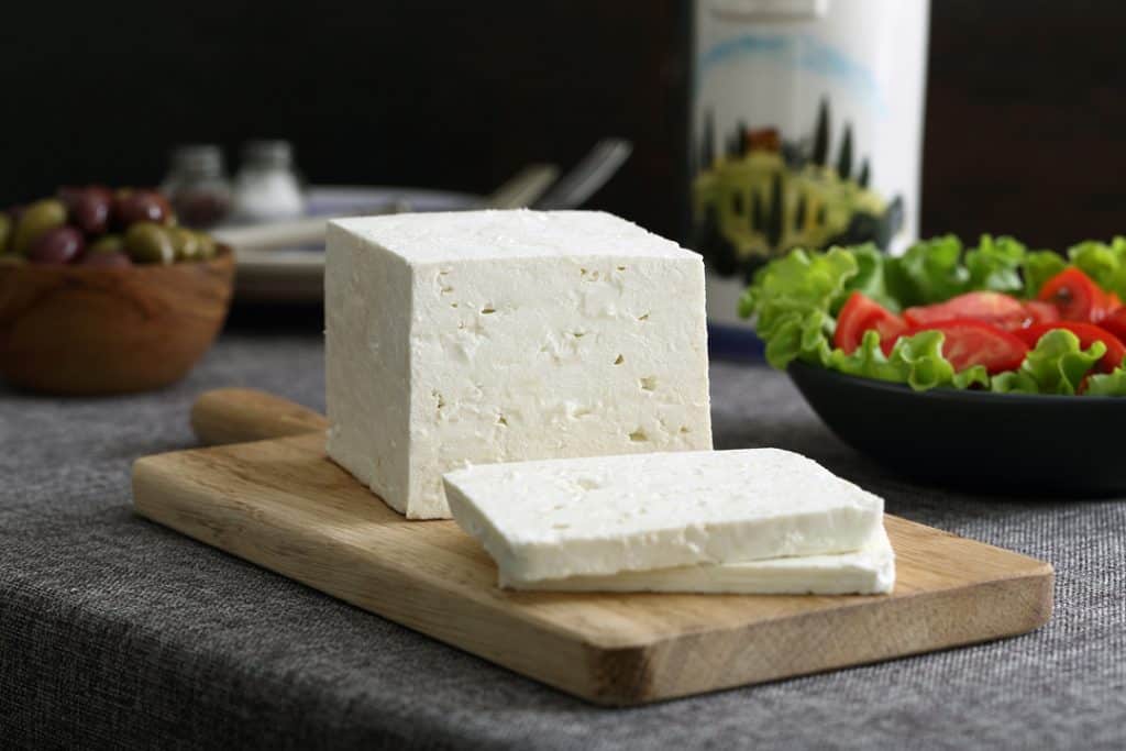 block of white cheese