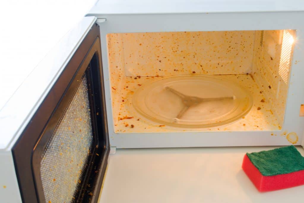 inside a dirty microwave